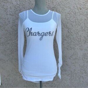 NWT‎ Women's NFL SD CHARGERS Cami Tank Top & Mesh Long Sleeve Shirt - Large